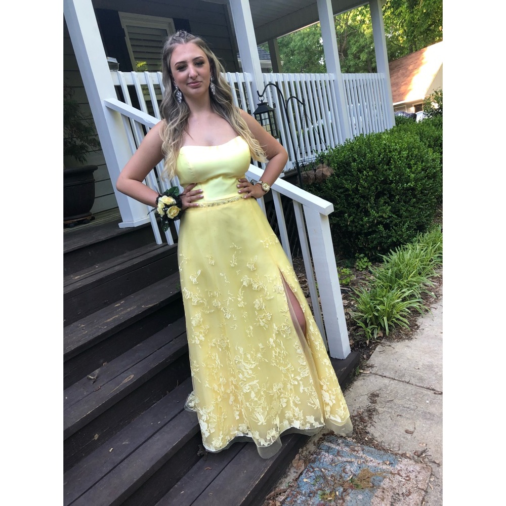 Yellow Side Slit Formal Dress by Ellie Wilde